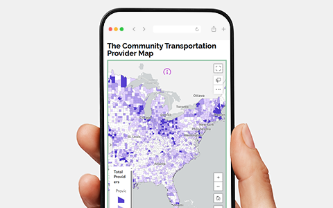 Phone with Community Transportation Provider Map on it
